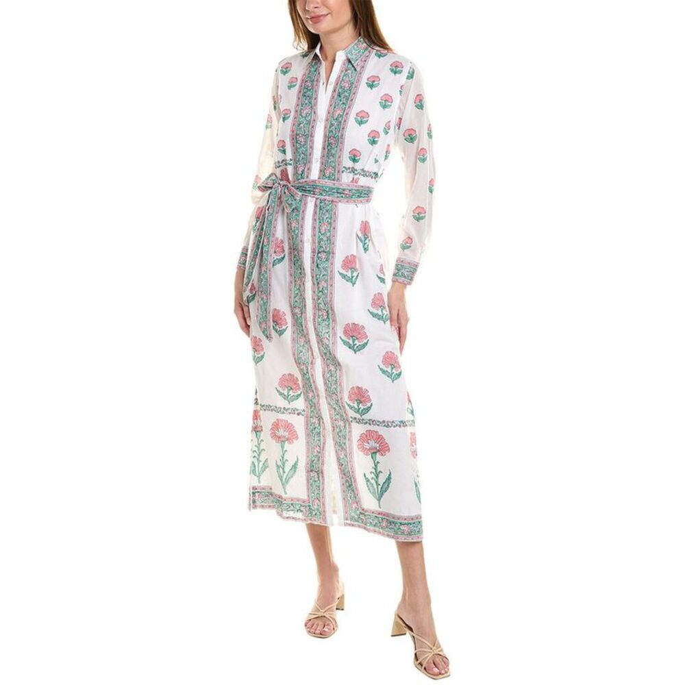 Bella Tu Floral Print Midi Dress - White and Pink
